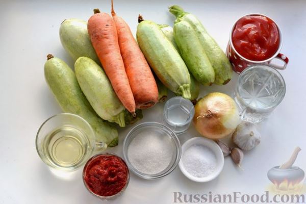 Салат из кабачков с морковью и кетчупом (на зиму)